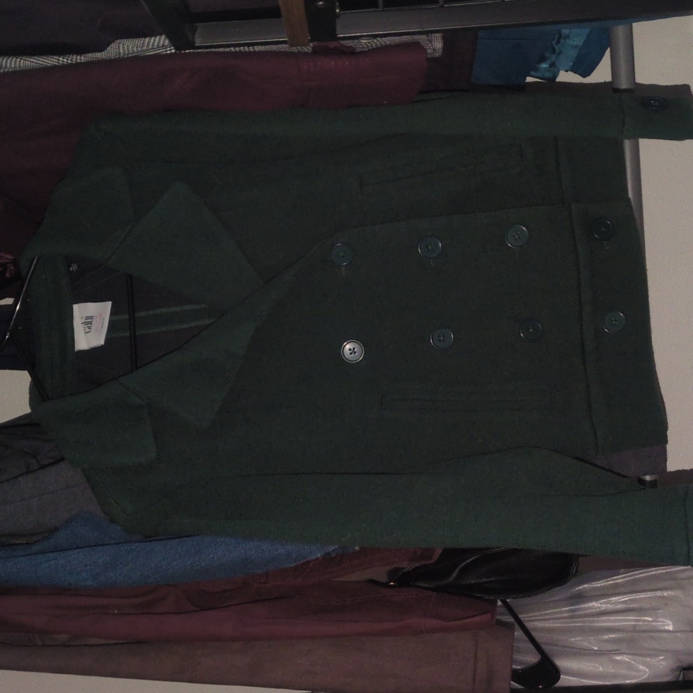Cabi Green Knit Pea Coat Sweater Jacket Size Medium